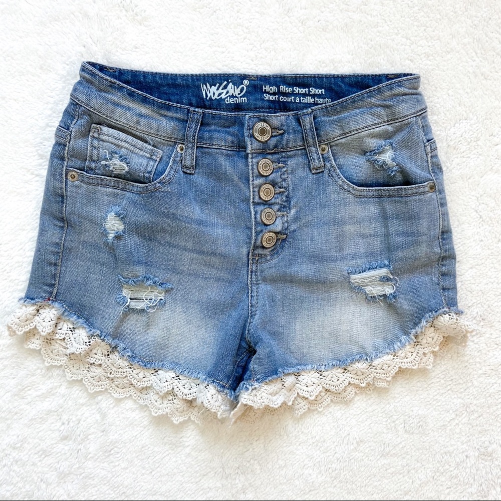 Mossimo distressed high rise jean shorts